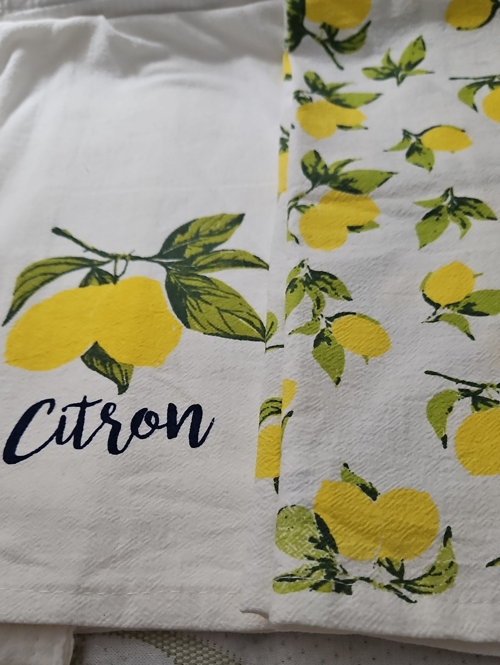 HomeTrends Pair Cotton Tea Towels Lemons Citron